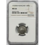 Węgry, 10 fillerów 1920 - NGC MS63