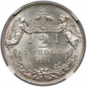 Austro-Węgry, 2 korony 1914 - NGC MS64+