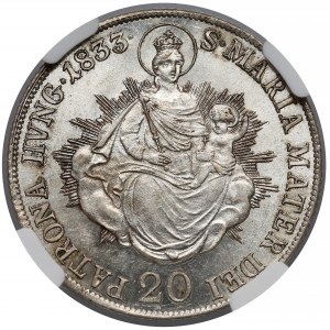 Austro / Węgry, 20 krajcarów 1833-B - NGC MS62 