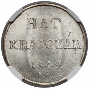 Węgry, 6 krajcarów 1849 NB - NGC MS64