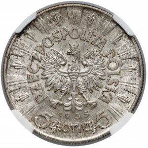 Piłsudski 5 złotych 1935 - NGC MS62