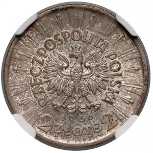 Piłsudski 2 złote 1936 - rzadki rocznik - NGC MS64