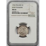 Piłsudski 2 złote 1936 - rzadki rocznik - NGC MS64