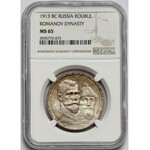 Rosja, Mikołaj II, Rubel 1913, 300 lat Romanowów - NGC MS65