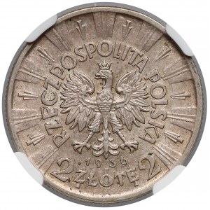 Piłsudski 2 złote 1936 - rzadki rocznik - NGC AU58