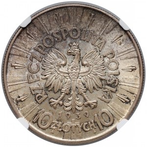 Piłsudski 10 złotych 1939 - NGC MS63