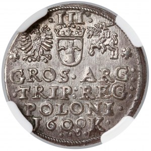 Zygmunt III Waza, Trojak Kraków 1600 - NGC MS62