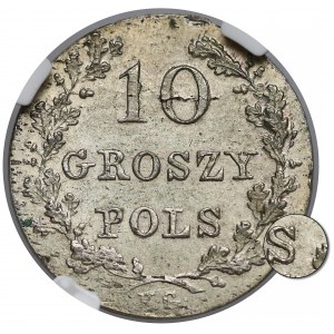 Powstanie Listopadowe, 10 groszy 1831 KG - BEZ KROPKI - NGC MS64