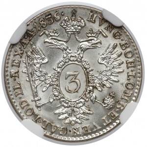 Austria, 3 krajcary 1836-A - NGC MS64+