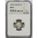 Austria, 5 krajcarów 1839-C - NGC MS61