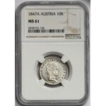 Austria, 10 krajcarów 1847-A - NGC MS61