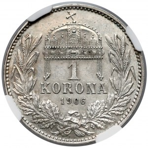 Austro-Węgry, Korona 1906 KB - bardzo rzadka - NGC UNC