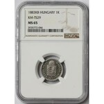 Austro-Węgry, Krajcar 1883 KB - odbitka próbna w niklu - NGC MS65