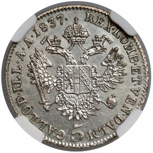 Austria, 5 krajcarów 1837-A - NGC UNC