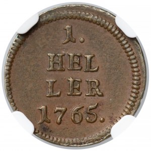 Austria, Maria Teresa, 1 heller 1765 - NGC MS62 BN