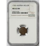 Austria, Maria Teresa, 1 heller 1765 - NGC MS62 BN