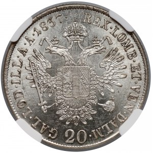 Austria, 20 krajcarów 1837-A - NGC MS61