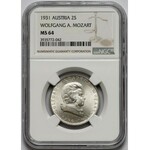 Austria, 2 szylingi 1931 Mozart - NGC MS64