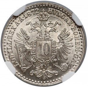 Austro-Węgry, 10 krajcarów 1872 - NGC MS63