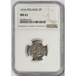 Zygmunt III Waza, Półtorak Kraków 1616 - Sas - NGC MS61