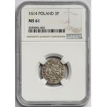  Zygmunt III Waza, Półtorak Bydgoszcz 1614 - tarcza - NGC MS61