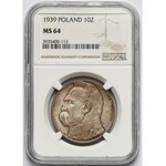 Piłsudski 10 złotych 1939 - NGC MS64