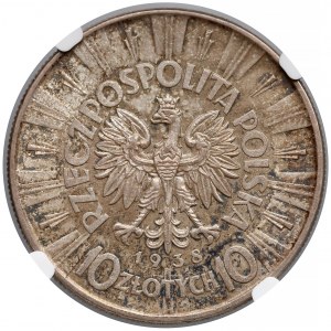 Piłsudski 10 złotych 1938 - NGC MS62