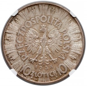 Piłsudski 10 złotych 1938 - NGC MS62