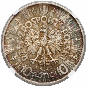 Piłsudski 10 złotych 1937 - NGC MS62