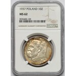 Piłsudski 10 złotych 1937 - NGC MS62