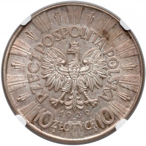 Piłsudski 10 złotych 1939 - NGC MS63