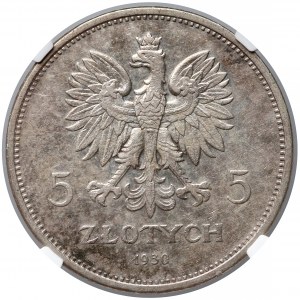 Sztandar 5 złotych 1930 - NGC AU58