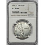 PROOF LIKE 5 złotych 1931 Nike - rzadka i piękna - NGC MS62 PL