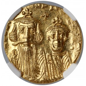 Constans II (AD 641-668) and Constantine IV, AV Solidus, Constantinople mint, 10th officina, struck circa AD 654-658