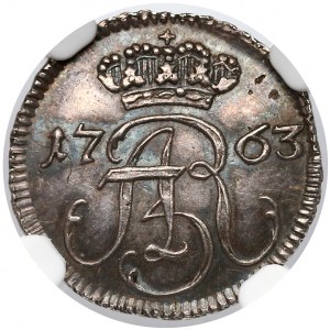 August III Sas, Szeląg Gdańsk 1763 - CZYSTE srebro - piękny