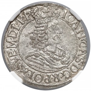 Jan II Kazimierz, Ort Toruń 1663 HDL - tarcza wygięta - NGC AU58