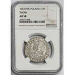 Jan II Kazimierz, Ort Toruń 1663 HDL - tarcza wygięta - NGC AU58