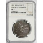 August III Sas, Gulden (2/3 talara) 1747 - zaślubinowy - NGC AU53