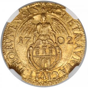 August II Mocny, Dukat Toruń 1702 - RZADKOŚĆ - NGC MS63