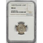 Zygmunt III Waza, Półtorak Wilno 1620 - RZADKOŚĆ - NGC MS61 (R8)