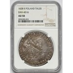 Zygmunt III Waza, Talar Bydgoszcz 1628 II - Półkozic na Aw. - NGC AU58