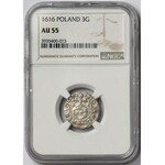 Zygmunt III Waza, Półtorak Kraków 1616 - Awdaniec - NGC AU55