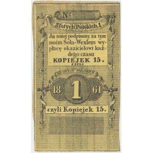 Radom / Warszawa, Sola weksel na 1 złoty = 15 kopiejek 1861
