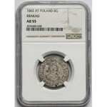 Jan II Kazimierz, Szóstak Kraków 1662 AT - NGC AU55