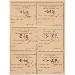 Jędrzejów, Tow. Pożyczkowo-Oszczędnościowe, 15 kopiejek 1914 - kompletny arkusik