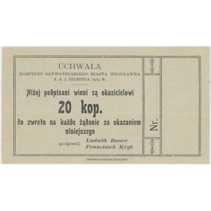 Włocławek, Komitet Obywatelski, 20 kopiejek 1914 - blankiet