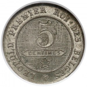 Belgia, 5 centimes 1863 - NGC MS62
