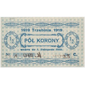 Trzebinia, 1/2 korony 1919 - blankiet z adnotacją