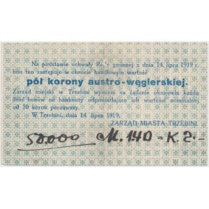 Trzebinia, 1/2 korony 1919 - blankiet z adnotacją