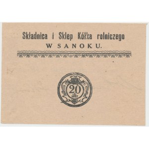 Sanok, Składnica i Sklep Kółka rolniczego, 20 halerzy (1919)